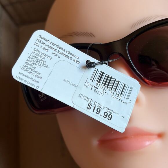 Solar Shield Fits Over Polarized Floral Ombré Sunglasses Maroon Red - Picture 3 of 10